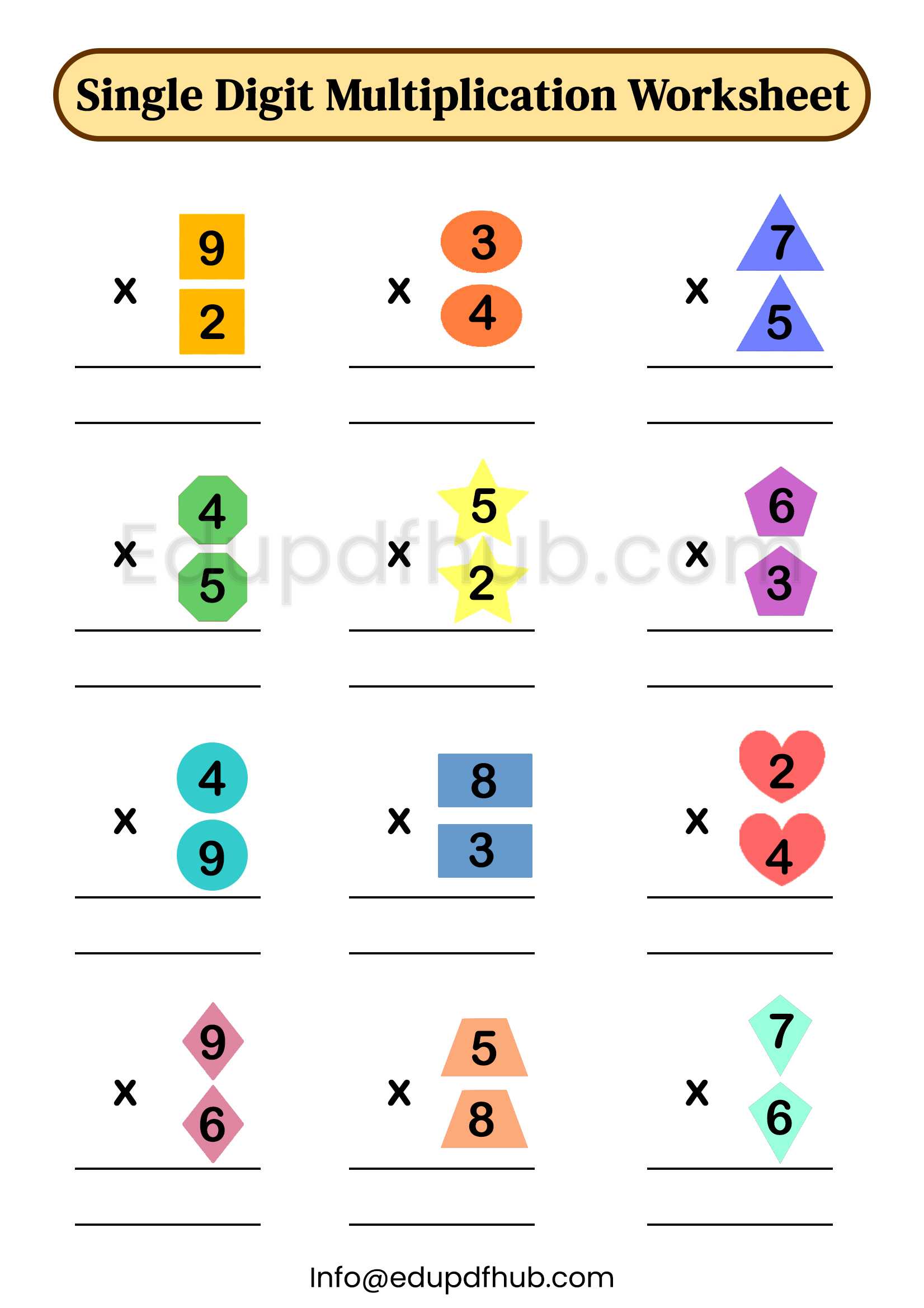 Single Digit Multiplication Worksheet